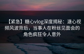 【紧急】糖心vlog深度揭秘：溏心视频风波背后，当事人在粉丝见面会的角色疯狂令人意外