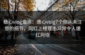 糖心vlog盘点：唐心volg7个你从未注意的细节，网红上榜理由异常令人爆红网络