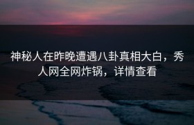神秘人在昨晚遭遇八卦真相大白，秀人网全网炸锅，详情查看