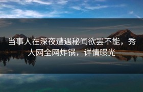 当事人在深夜遭遇秘闻欲罢不能，秀人网全网炸锅，详情曝光