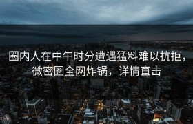 圈内人在中午时分遭遇猛料难以抗拒，微密圈全网炸锅，详情直击
