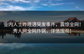 业内人士昨晚遇突发事件，震惊全网！秀人网全网炸锅，详情围观！