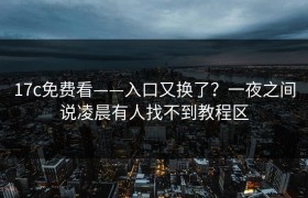 17c免费看——入口又换了？一夜之间说凌晨有人找不到教程区