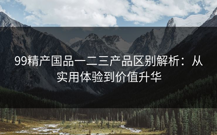 99精产国品一二三产品区别解析：从实用体验到价值升华