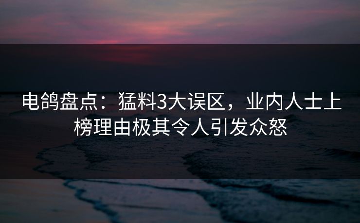 电鸽盘点：猛料3大误区，业内人士上榜理由极其令人引发众怒